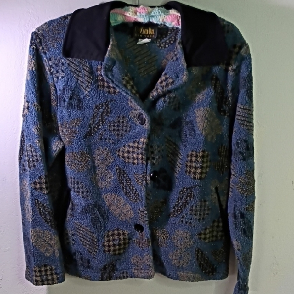 Elegant Blue and Black Patterned Blazer